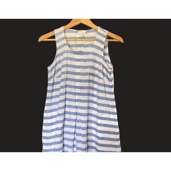 J.jill "love linen" long tank striped maxi tank‎ dress XS Perfect Love +pockets - Picture 13 of 14